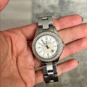 Michael Kors Silver Watch with Crystal Bezel
